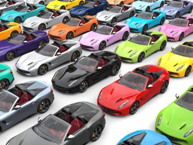 Modern Cabrio renkli spor arabalar