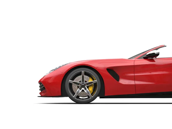 Rápido carro esportivo vermelho - visão lateral tiro de corte — Fotografia de Stock