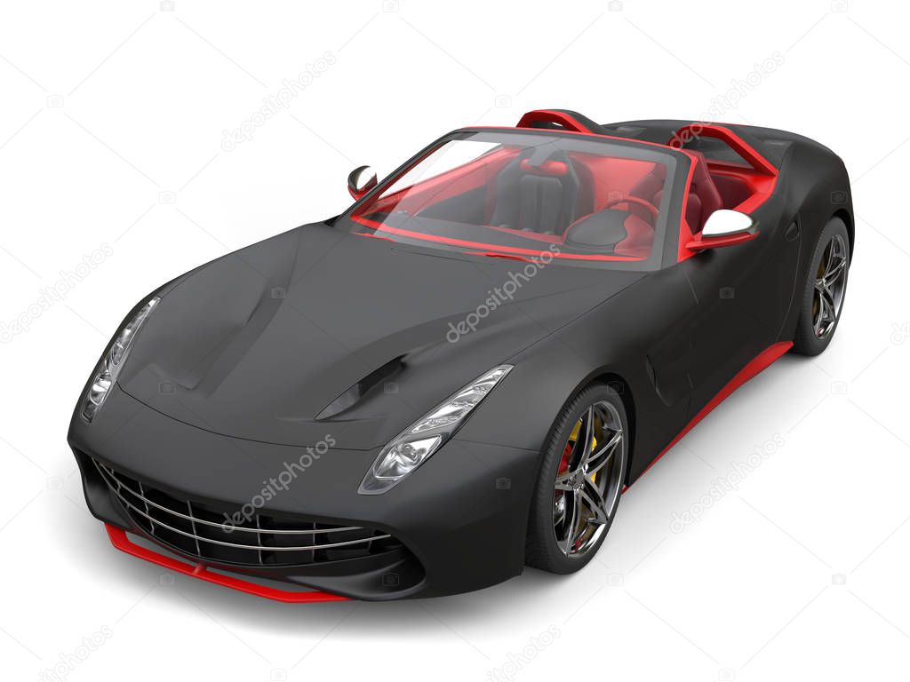 Matte black sports car | Cutting edge sports car - matte black with red