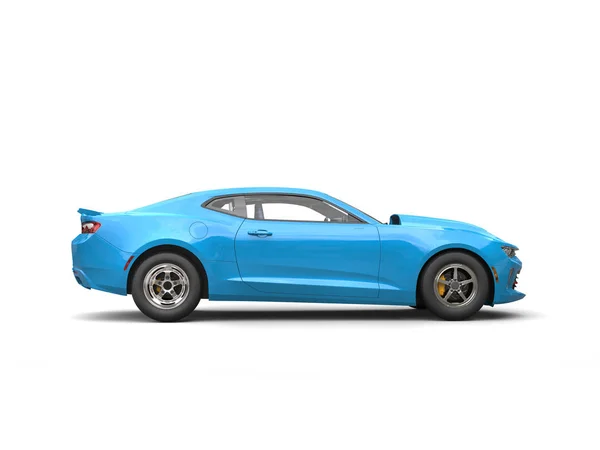 Açık gök mavisi modern kas araba - yan - 3d Render görüntülemek — Stok fotoğraf
