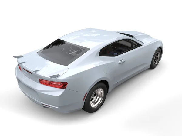 Fantasma coche muscular moderno blanco - vista lateral trasera - Ilustración 3D — Foto de Stock