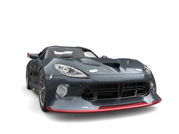 Blue gray extreme supercar with red details - 3D Illustration — Stock Photo, Image