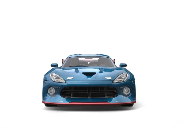 Dark cyan fast sportscar - front view - 3D Illustration — Stok Foto