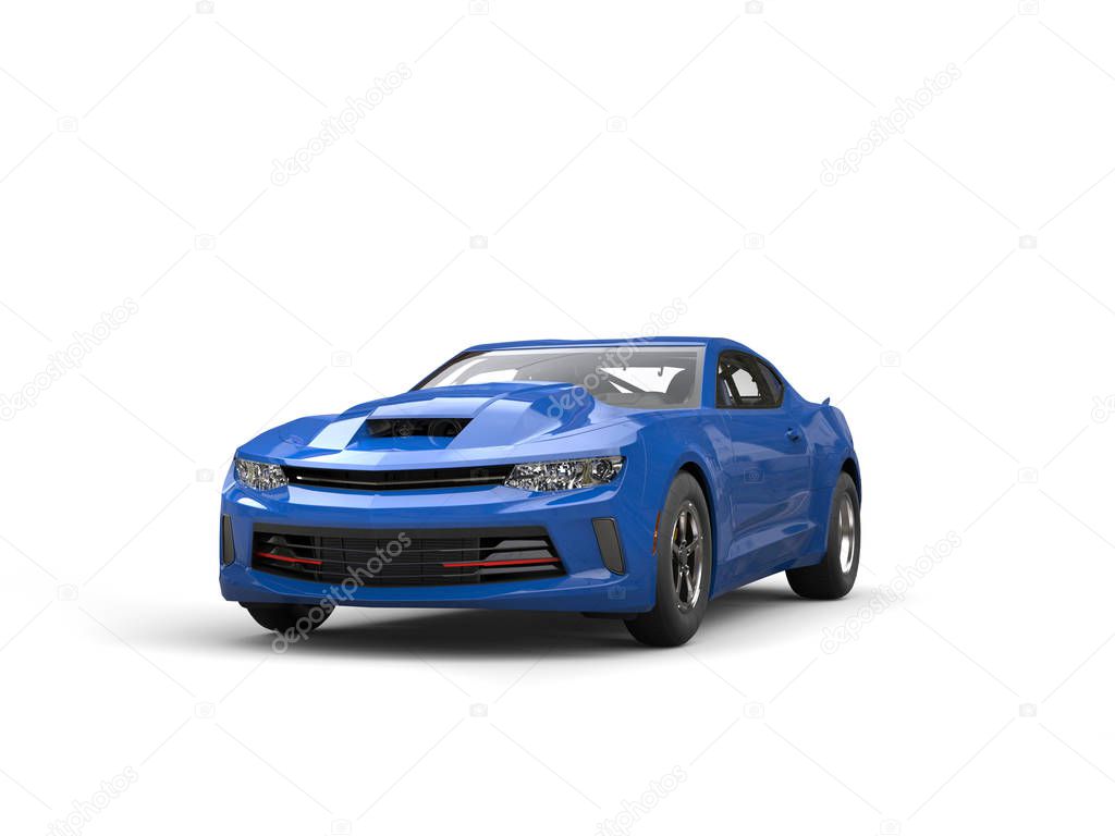 Royal blue modern muscle car - studio shot - 3D Illustration