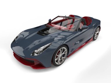 Modern lüks Cabrio süper spor araba - gri kırmızı detaylarla mavi