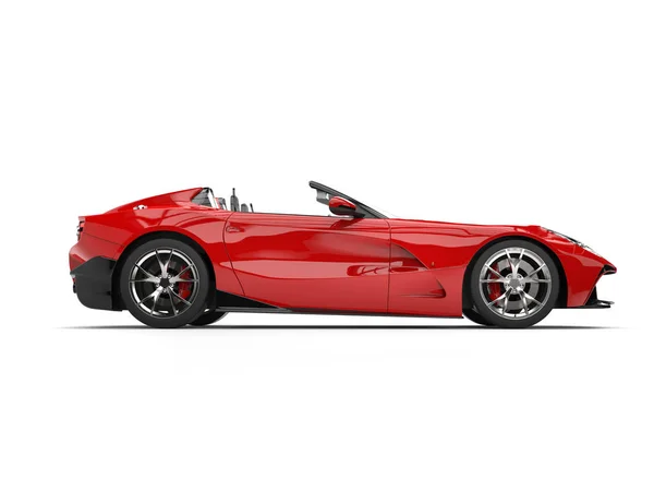 Rojo brillante convertible moderno super deportivo coche - vista lateral —  Fotos de Stock