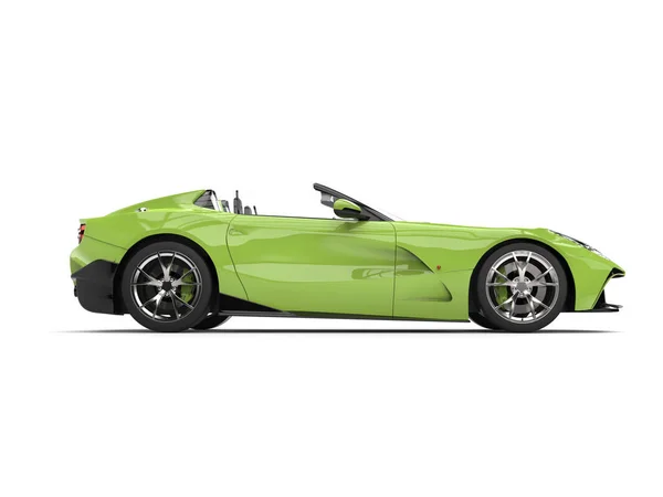 Verrücktes grünes modernes Cabrio Supersportwagen - Seitenansicht — Stockfoto