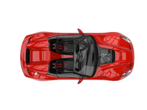 Rosso cremisi cabriolet moderna super sportiva - vista dall'alto verso il basso — Foto Stock