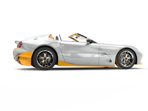 Mașină super sport de lux cu vopsea albă perlată și galbenă strălucitoare — Fotografie, imagine de stoc