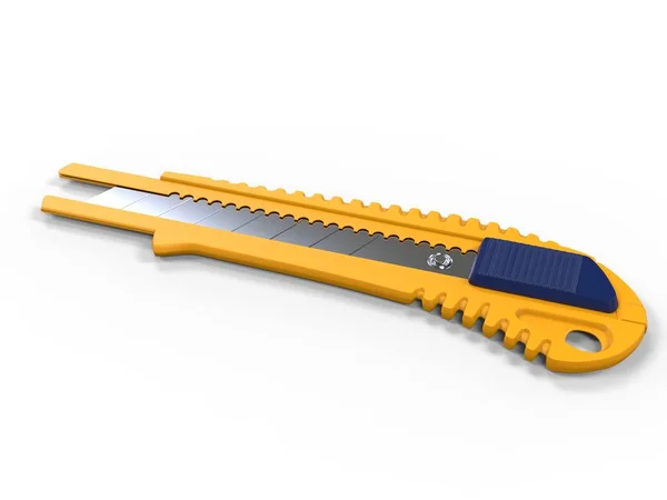 Cuchillo utilitario amarillo con cuchillas nuevas — Foto de Stock