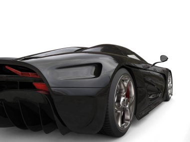 İnanılmaz parlak siyah supercar - arka tekerlek portre