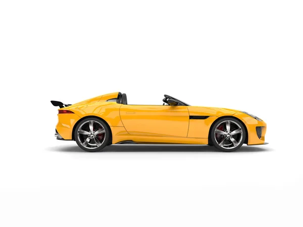 Güneş Sarı Cabrio spor araba - yan görünüm — Stok fotoğraf