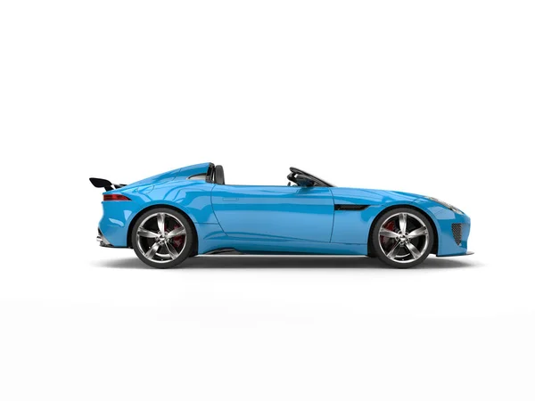 Voiture de sport cabriolet bleu ciel - vue latérale — Photo
