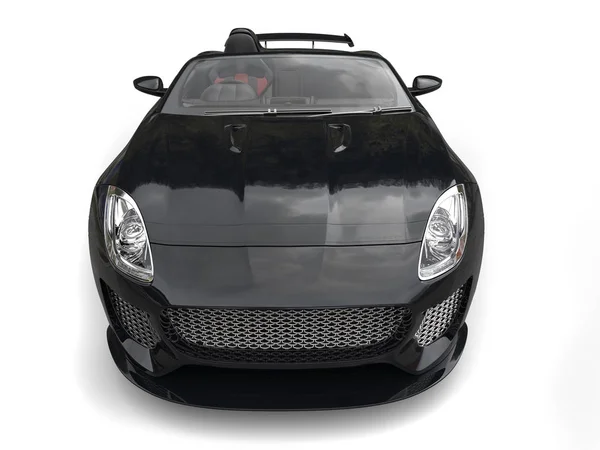Night black fast convertible sports car - hood close seup shot — стоковое фото