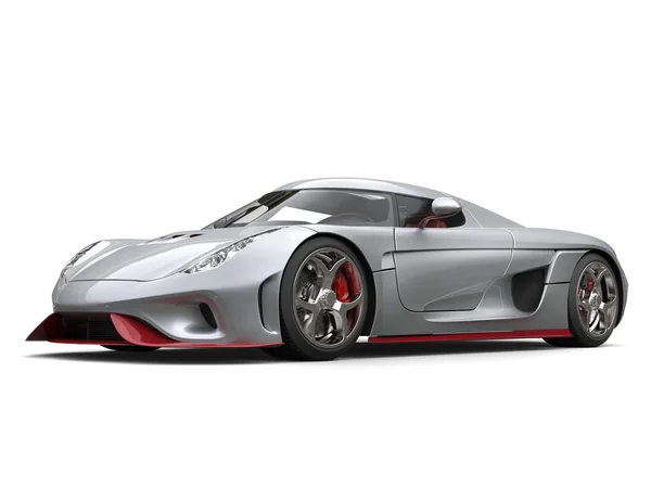 Silver futuristiska racerbil med röd metallic målade Detaljer — Stockfoto