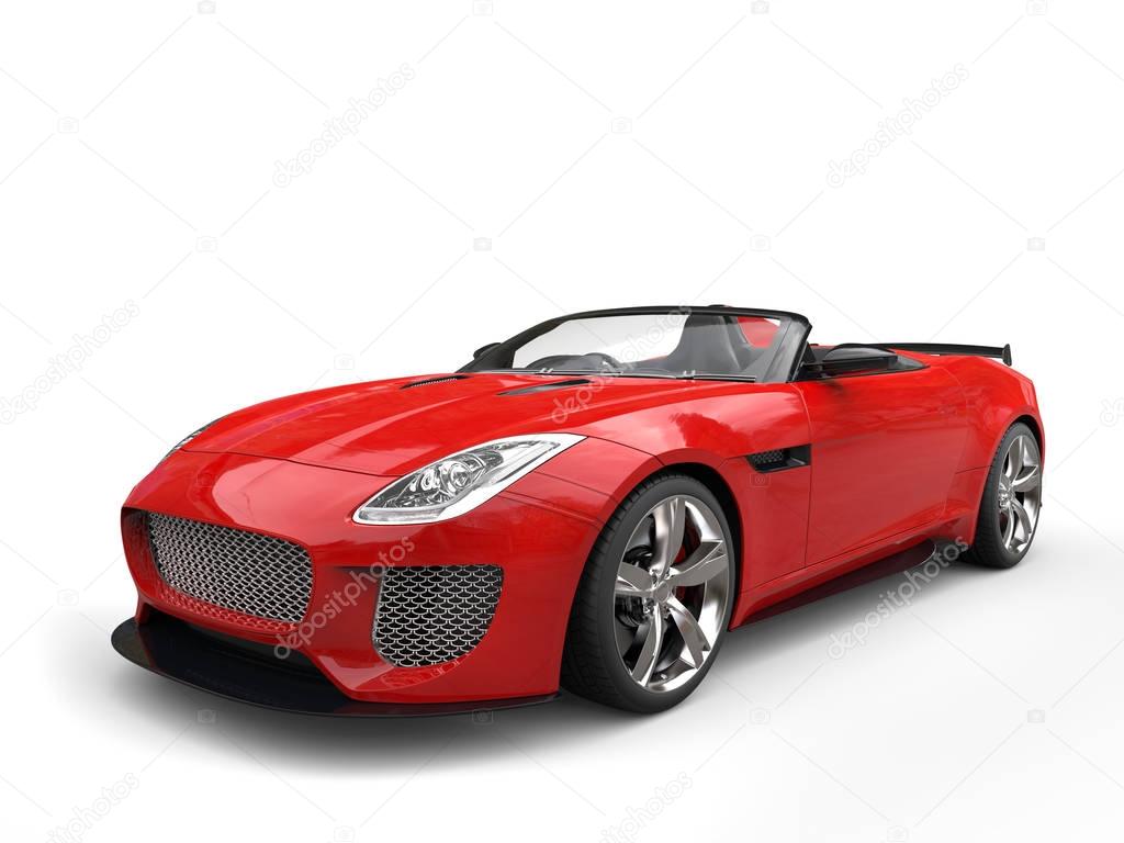 Modern fast raging red convertible super sports car