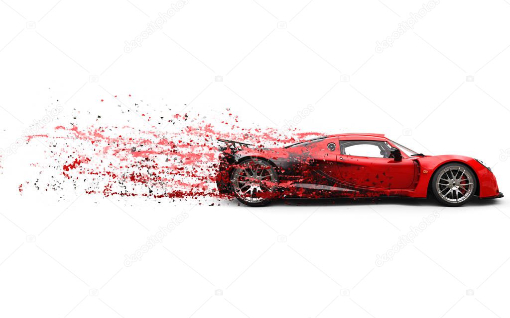 Super fast red racing car