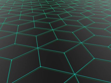 Soluk mavi çizgi şekilleri ile karanlık arka poligonal plan