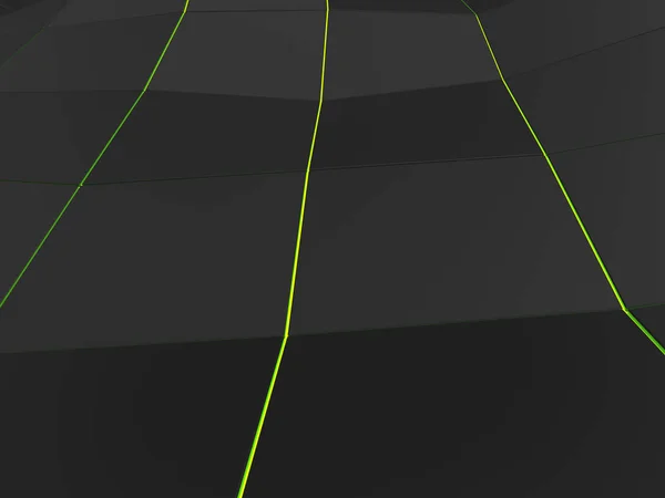 Низький багатокутник темний фон з трьома яскраво-зеленими лініями — стокове фото
