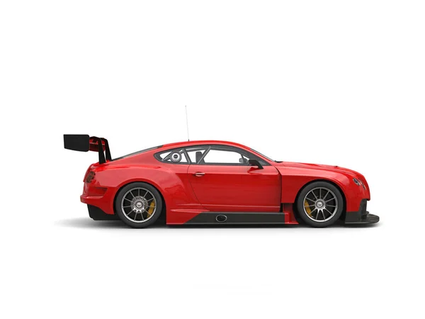 素晴らしいモダンな赤いレース スーパーカー - 側面図 — ストック写真