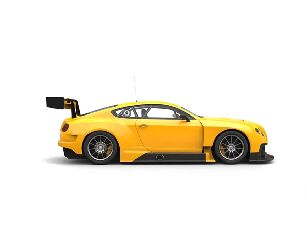 Impressionante moderna corrida amarela super carro vista lateral — Fotografia de Stock