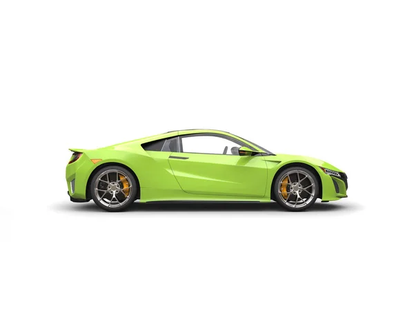 Lime green modern sports car - side view