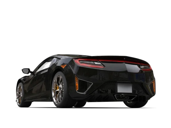 Jet black modern sport concept car - back view - low angle shot — Stock Photo, Image