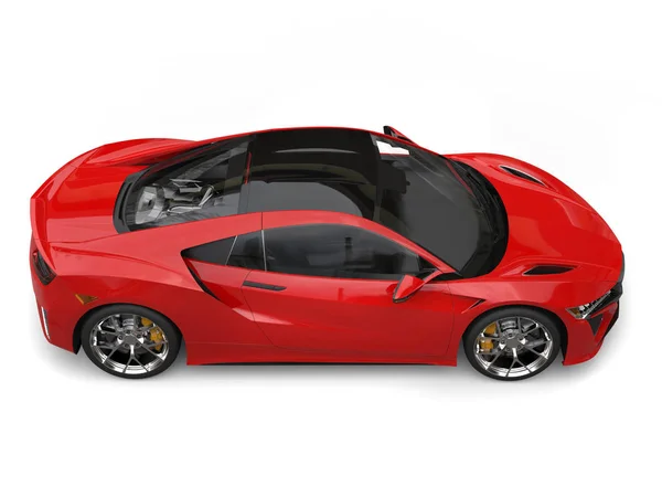 Roter Luxus-Sportwagen - Seitenansicht von oben nach unten — Stockfoto