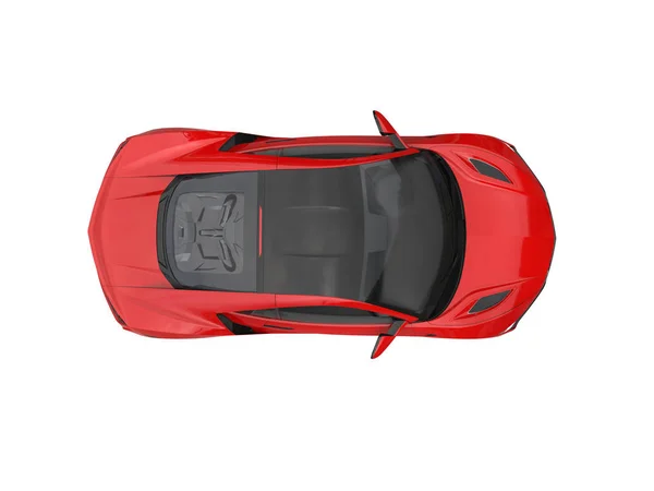 Rojo coche deportivo de lujo - vista de arriba hacia abajo — Foto de Stock