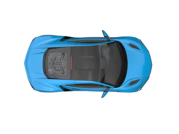 저 파란색 현대 럭셔리 스포츠 자동차-하향식 보기 — 스톡 사진