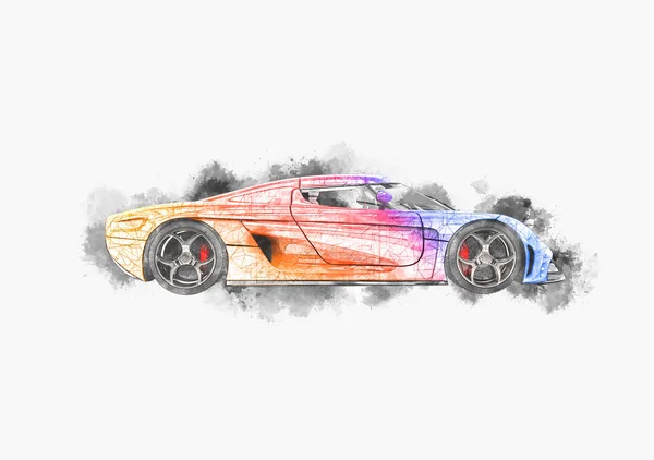 Süper araba - çokgen kavramı çizim — Stok fotoğraf