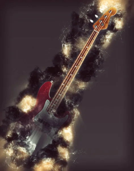 Hard rock bass appearing from storm clouds — Stock Photo, Image