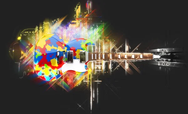 Блискуча барвиста рок-гітара — стокове фото