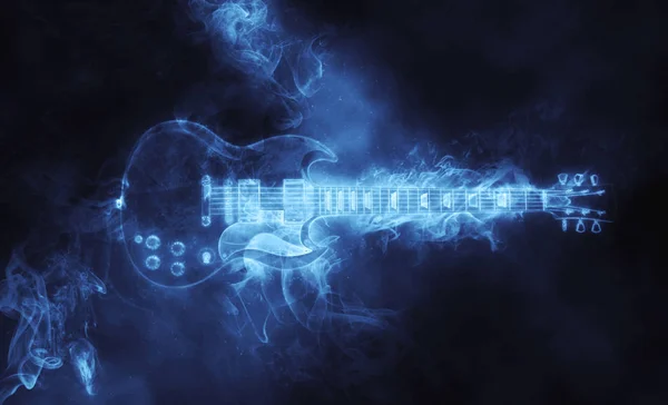 Awesome hard rock-gitarren i rök form — Stockfoto