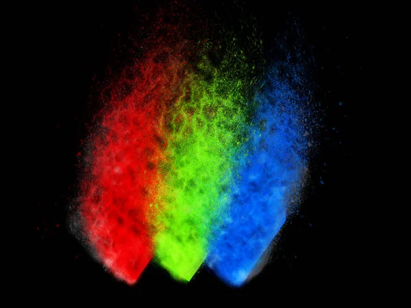 RGB dust particle explosion — Stock Photo, Image