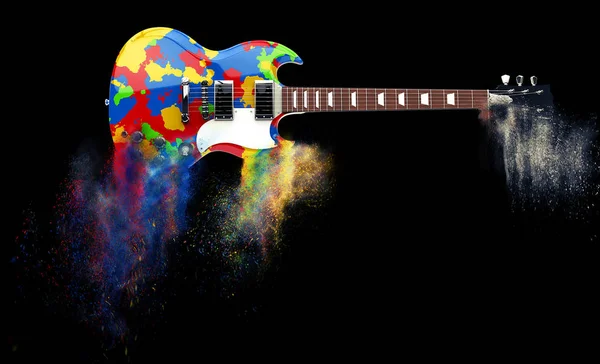 Guitarra psicodélica de rock duro desintegrándose lentamente — Foto de Stock