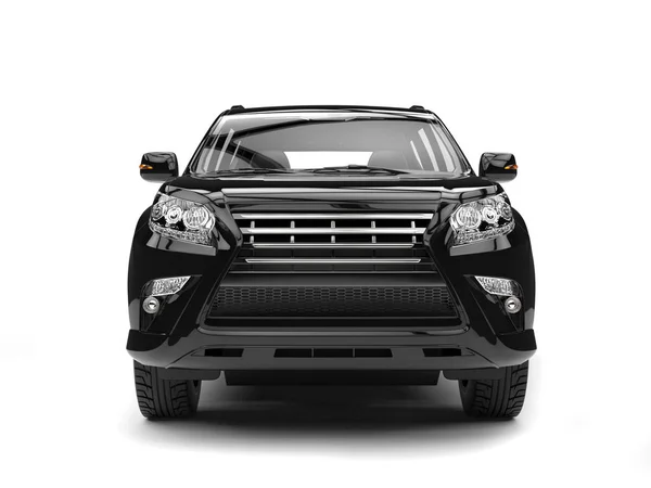Jet black modern SUV - front view — Stock Photo, Image
