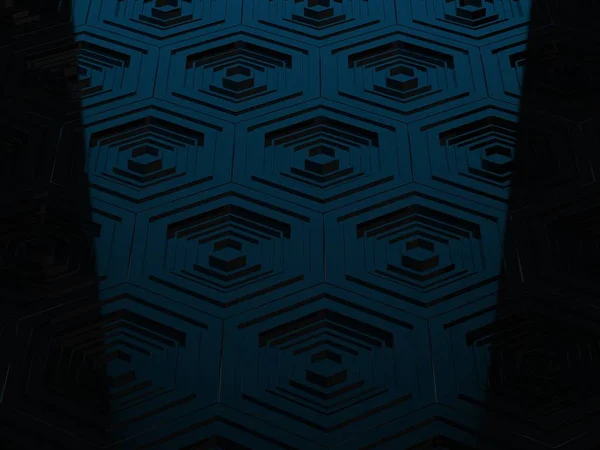 Fondo de hexágonos de tecnología azul oscuro y negro — Foto de Stock