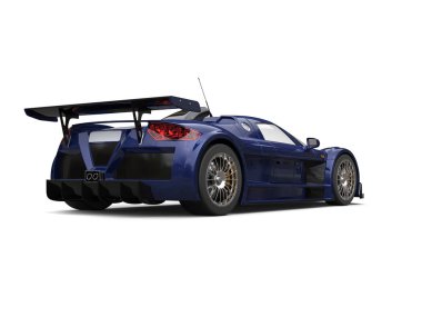 Derin lacivert yarış supercar - arkadan görünüm