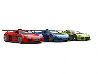 Kırmızı, yeşil ve mavi korku veren supercars