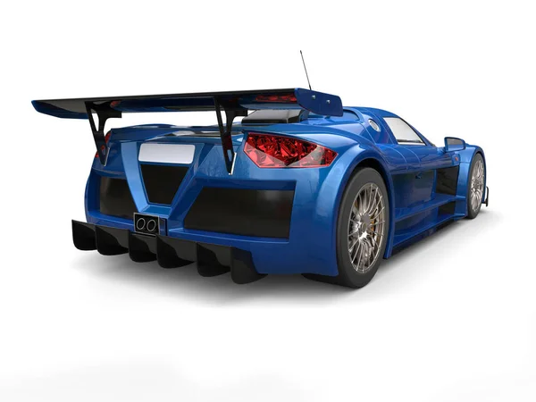 Donker blauwe moderne supercar - staart weergave — Stockfoto