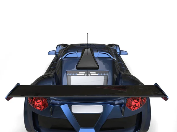 Cooler metallic blauer Rennsportwagen - von oben nach unten Rückansicht — Stockfoto