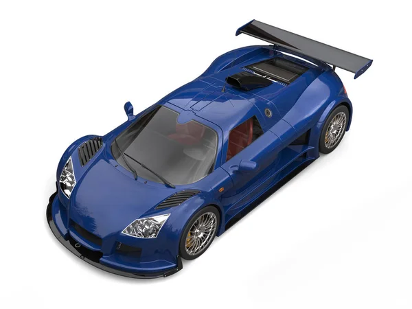 Supercar de course bleu marine profond - vue du haut vers le bas — Photo