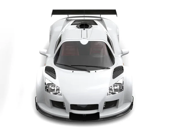 White race car - top down front view