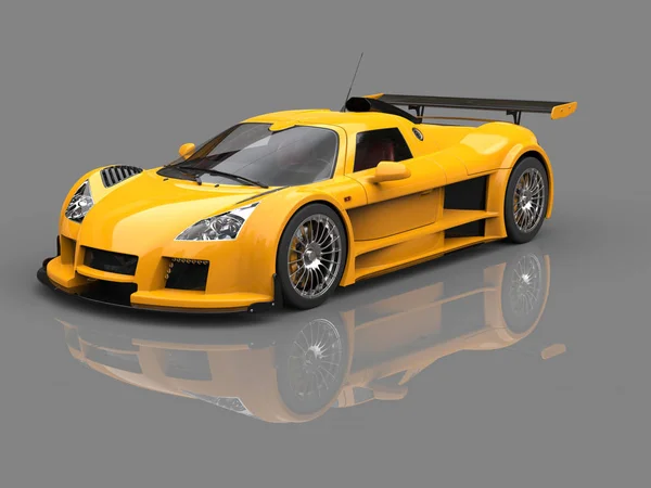 Racing supercar - zon geel - showroom schoonheid shot — Stockfoto