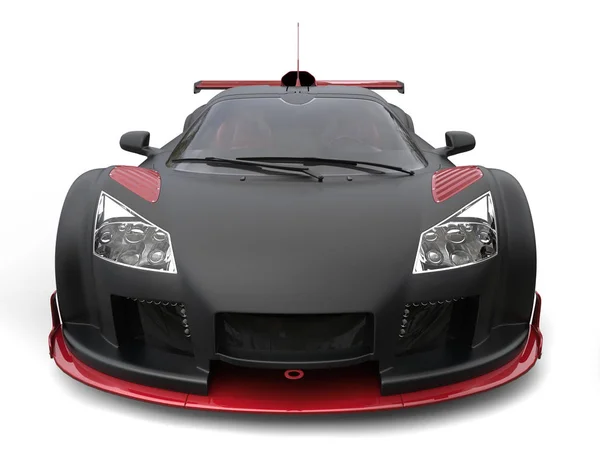 Super Supersportwagen in mattschwarzer Lackierung mit roten Details — Stockfoto