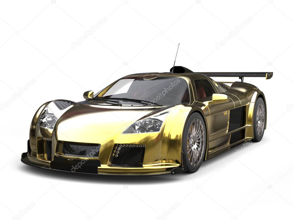 Beautiful golden supercar - beauty shot