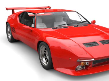 Seksenli kırmızı spor araba - açık closeup çekim kesmek