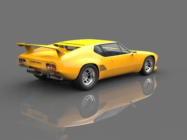 Sun yellow eighties sports car  - showroom shot — Stock Photo, Image