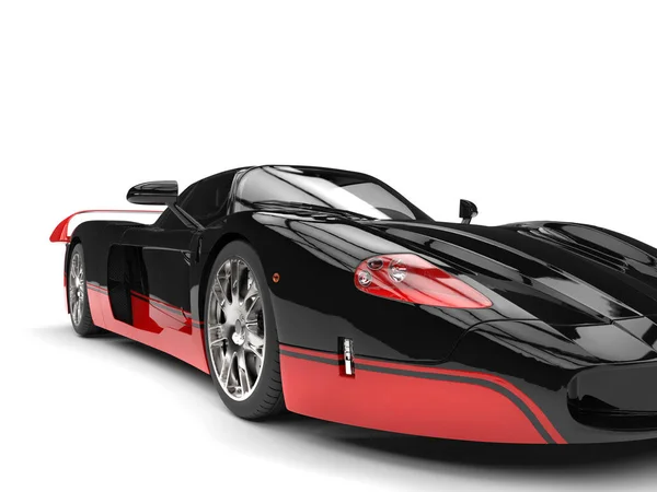 Impresionante concepto negro y rojo super coche - plano de primer plano del faro — Foto de Stock